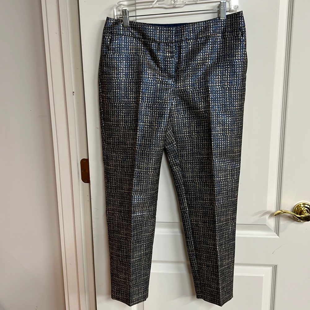 Boden cropped pants w/holiday spirit! Size 6R pants have cobalt/gold lurex!